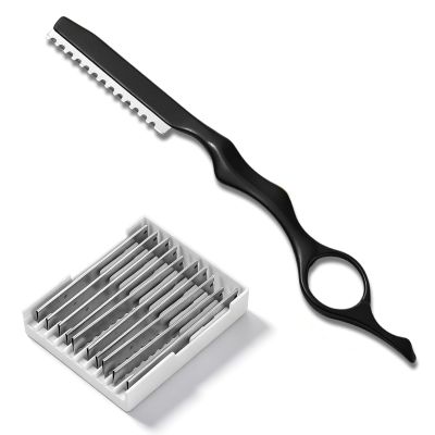 SULIKJHUI 11 Pcs Hair Razors for Cutting Hair, Professional Feather Styling Razor with Blades, 6.89" Salon & Home Use (Black)