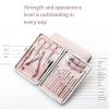 Manicure Kit Manicure Set Household Ear Spoon Scissors for Men Nail Clippers Rose Gold 18piece Diagonal Exfoliating Stainless Steel Travel view 3