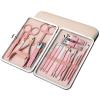 Manicure Kit Travel Manicure Set with Pink Case, Professional Nail Clipper 18 In 1 Stainless Steel Pedicure Care Grooming Kit with Splash Proof Travel view 1