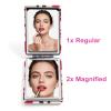2-Pack Stylish Compact Travel Makeup Mirrors for Girls Women, Double-Sided Foldable Vanity Mirror with 1x & 2x Magnification, Slim Handy Cosmetic Mirror for Pocket Purse Handbag (Bright Red) view 2
