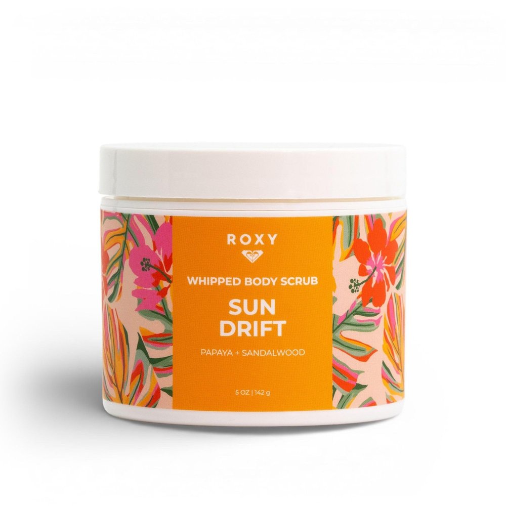 Roxy Sun Drift Whipped Body Scrub, Papaya Sandalwood Sugar Scrub, 5oz