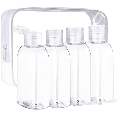 YONGHS Flip Cap Small Plastic Squeeze Bottles Leak Proof Empty Lotion Containers Travel Toiletries for Family 4pcs Transparent One Size
