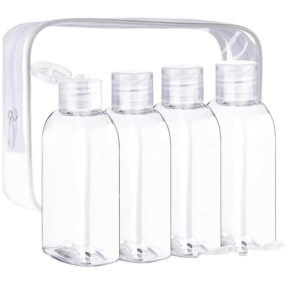 YONGHS Flip Cap Small Plastic Squeeze Bottles Leak Proof Empty Lotion Containers Travel Toiletries for Family 4pcs Transparent One Size