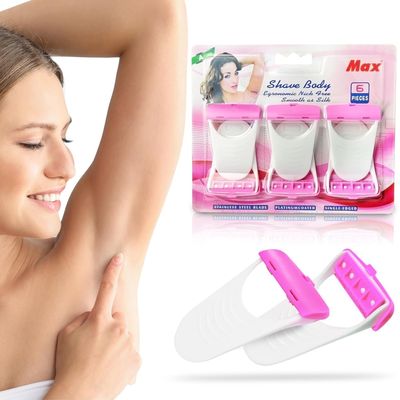 Max Hair Removal Razor For Women, With Aloe Boost For Arms, Legs And Bikini Line, Blade Shaving Razor - Pack Of 6, White