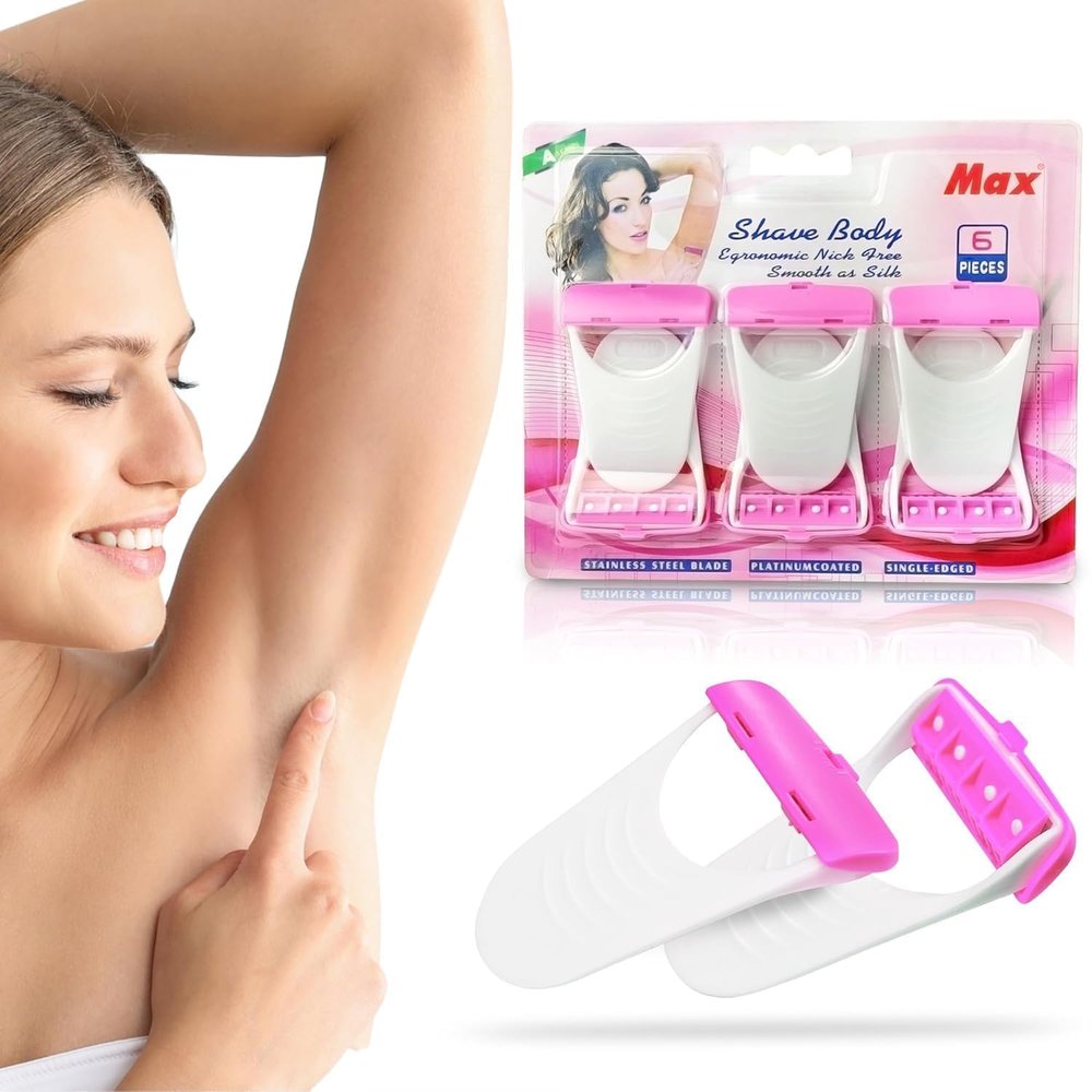 Max Hair Removal Razor For Women, With Aloe Boost For Arms, Legs And Bikini Line, Blade Shaving Razor - Pack Of 6, White