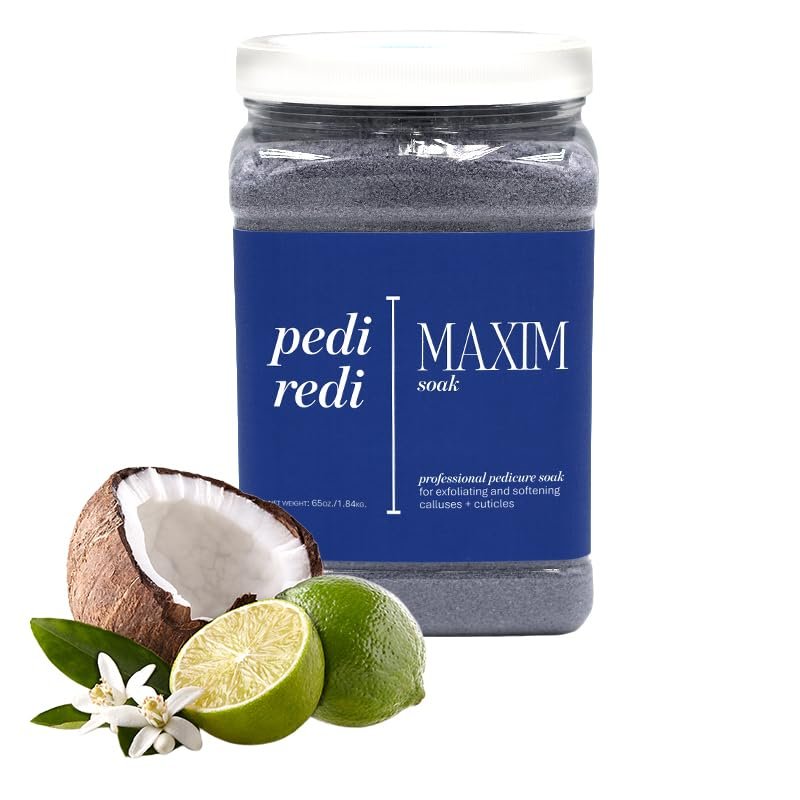 MAXIM Pedi Redi Pedicure Foot Soak Professional Pedicure Spa Salt for Whirlpool Spas & At-Home Footbaths Softens Calluses & Cuticles (65 ounce, Coconut Lime Verbena)