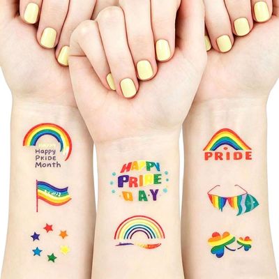 10 Sheets LGBTQ Pride Temporary Tattoos Rainbow & Love Designs Waterproof Long Lasting Tattoos for Gay Pride Parades Parties & Celebrations