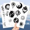 10 Sheets 60PCS Sun Moon Temporary Tattoos, Black Boho Celestial Fake Tattoos, Waterproof Skin Safe Sun Moon Star Patterns, Party Favors Teacher Classroom Rewards view 2