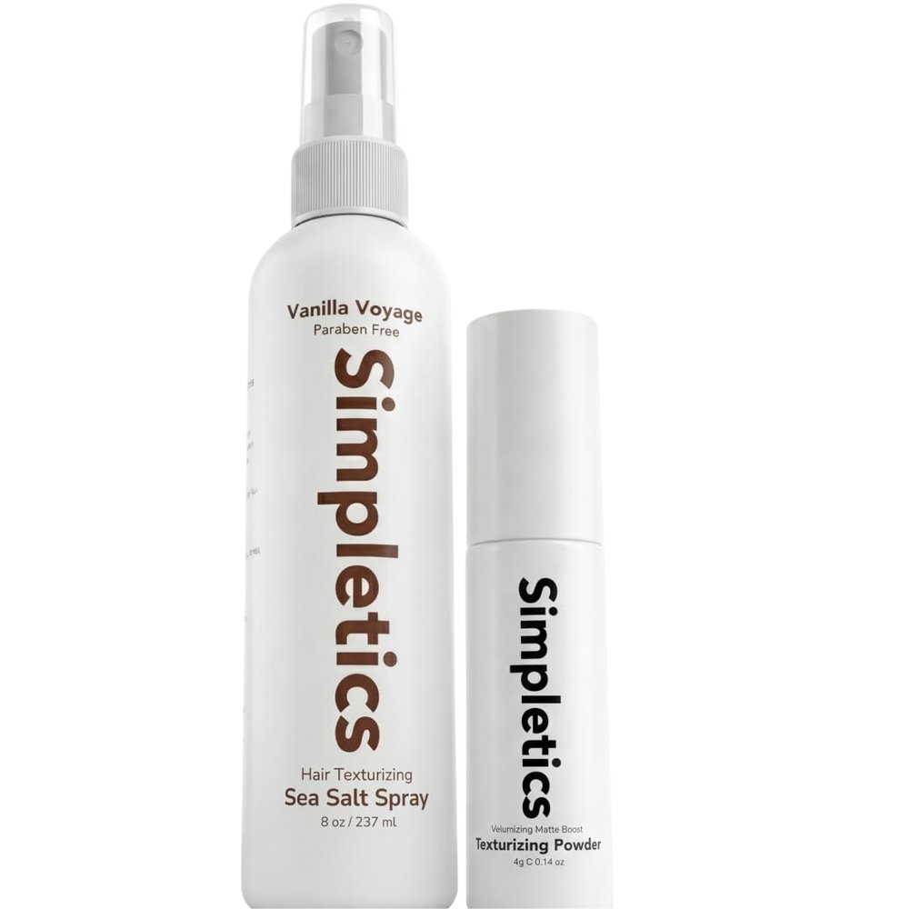 Simpletics Styling Essentials Texture Duo - Sea Salt Spray & Hair Clay Bundle - Texturizing Volume, Strong Hold & Matte Finish - Natural Look Styling System for Men & Women