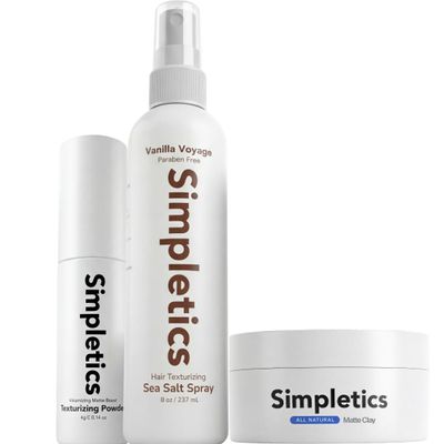 Simpletics Styling Essentials Trio - Sea Salt Spray, Hair Clay & Texture Powder Bundle - Volumizing, Texturizing & Strong Hold Matte Finish - Complete Hair Styling System for Men & Women