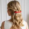 French Amie Long and Skinny Bar Large 4 1/4" Cellulose Acetate Handmade Automatic Hair Clip Barrette with No Slip Sturdy Silver Clasp for Women and Girls, Made in France (Red) view 2