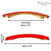 French Amie Long and Skinny Bar Large 4 1/4" Cellulose Acetate Handmade Automatic Hair Clip Barrette with No Slip Sturdy Silver Clasp for Women and Girls, Made in France (Red) view 3