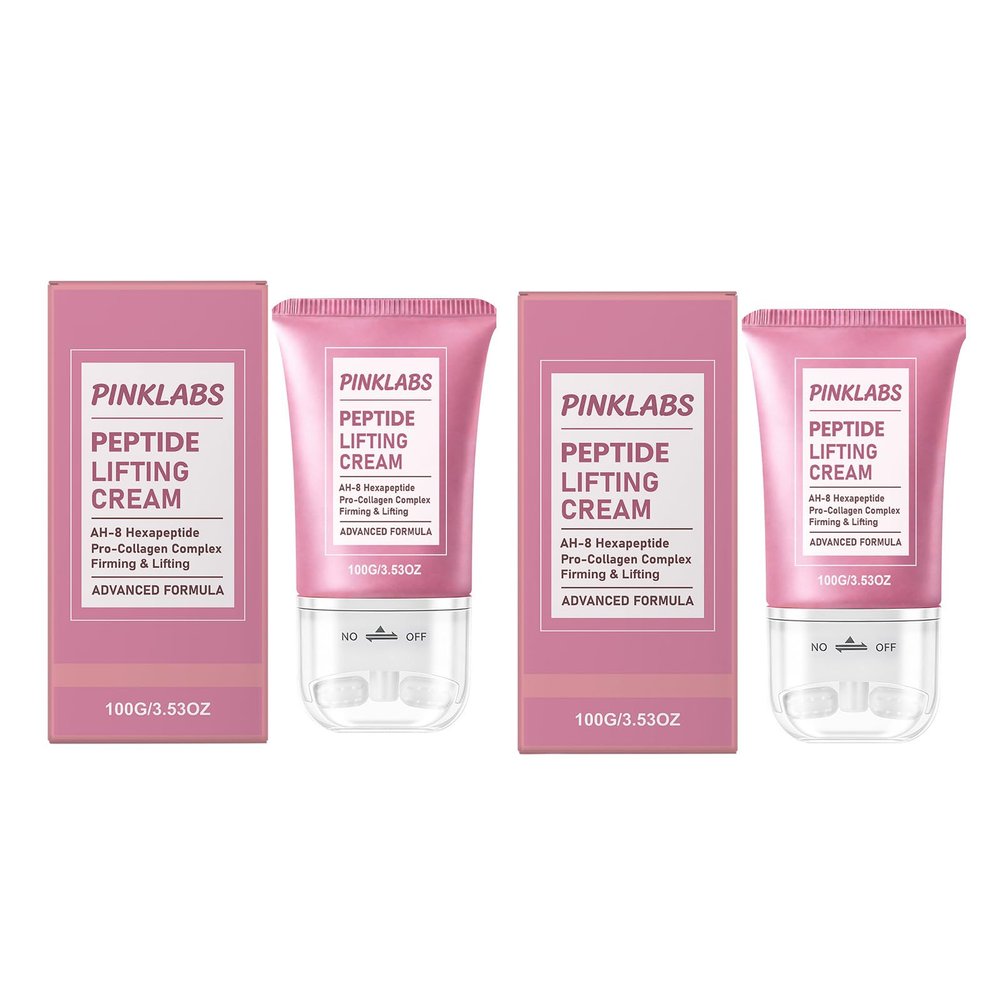PINKLABS Peptide Lifting Cream,Neck Firming Cream with Roller,Peptide and Collagen BodyCare,Anti-Aging Firming Moisturizer for Face & Neck,Suitable for All Skin Types (Pack of 2)