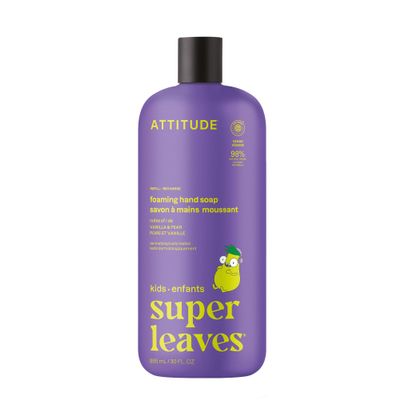 ATTITUDE Foaming Hand Soap for Kids Refill, EWG Verified, Dermatologically Tested, Plant- and Mineral-Based Ingredients, Vegan, Vanilla & Pear Scent, 30 Fl Oz