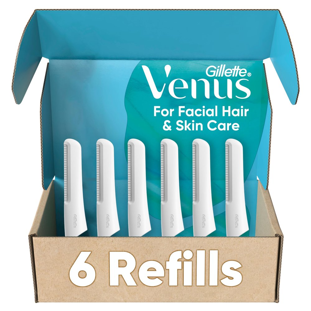 Venus for Facial Hair & Skin Care Exfoliating Dermaplaning Face Razor Handle with 6 Blade Refills