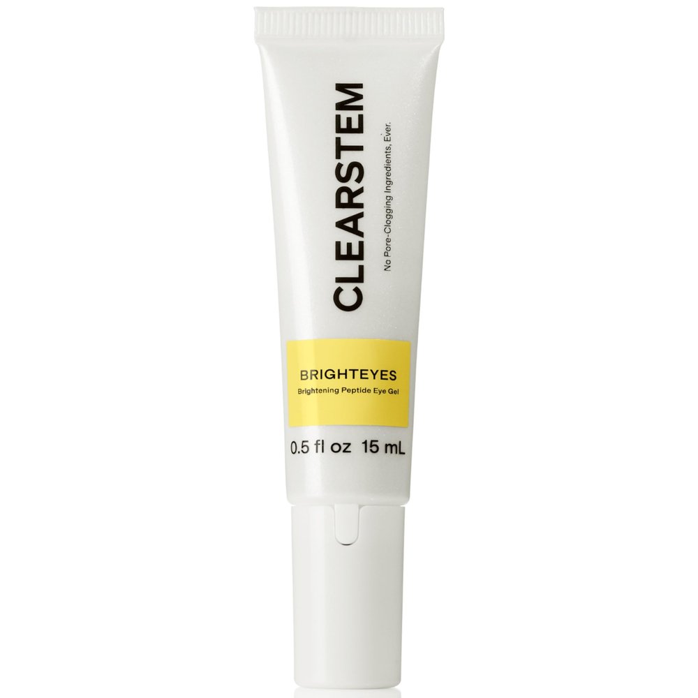 CLEARSTEM BRIGHTEYES Peptide Eye Gel - Anti Aging Eye Cream for Crow's Feet, Puffiness, Dark Circles - Peptides, Plant Stem Cells & Caffeine - Cooling Alloy-Tip Applicator - 0.5 Fl Oz