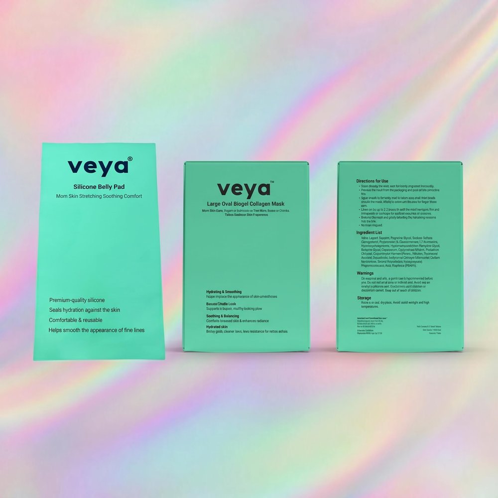 VEYA New Mama Set Biogel Collagen Belly Masks (2 Boxes, 8 Masks) + Reusable Silicone Petal Pad | Nourishing Belly Hydration & Skincare Bundle for Expecting & New Mothers