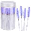 Elisel 100pcs Disposable Mascara Brushes with Container, Mascara Wands Makeup Brushes Applicators Kits for Eyelash Extensions and Eyebrow Brush (Light Purple) view 1