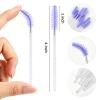 Elisel 100pcs Disposable Mascara Brushes with Container, Mascara Wands Makeup Brushes Applicators Kits for Eyelash Extensions and Eyebrow Brush (Light Purple) view 2