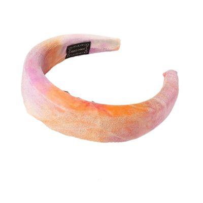 Hair Ornament Sponge Headband Ladies Wide-brimmed(Tie dye Orange)