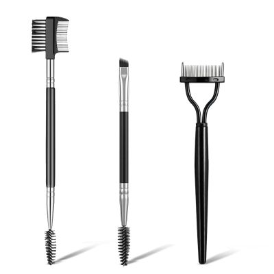 3Pcs Eyelash Brush Separator, Brow Comb & Lash Spoolie Set Professional Eye Makeup Tools with Synthetic Bristles, Black, Precise Eyebrow & Eyelash Grooming Kit
