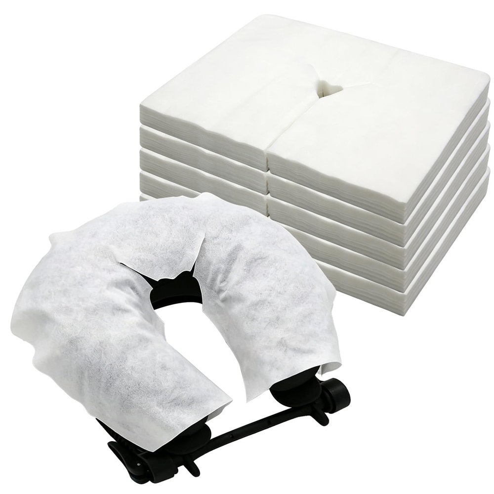 Large Disposable Face Cradle Covers, 500 Count Ultra Soft Medical Grade Non-Sticking Massage Face Rest Covers, Headrest Covers for Massage Tables & Massage Chairs