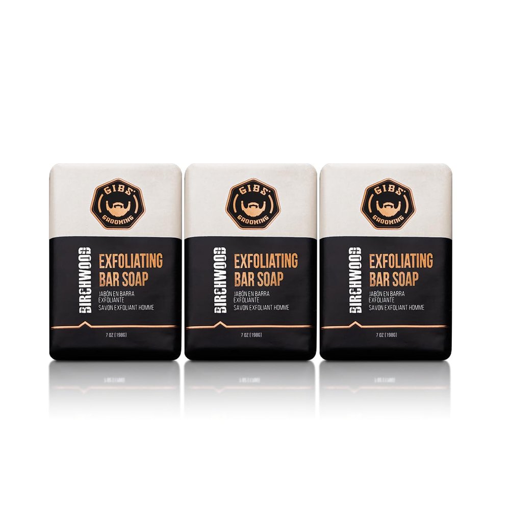 GIBS Birchwood, Exfoliating, Long-Lasting, 7oz Bar Soap (3PACK)