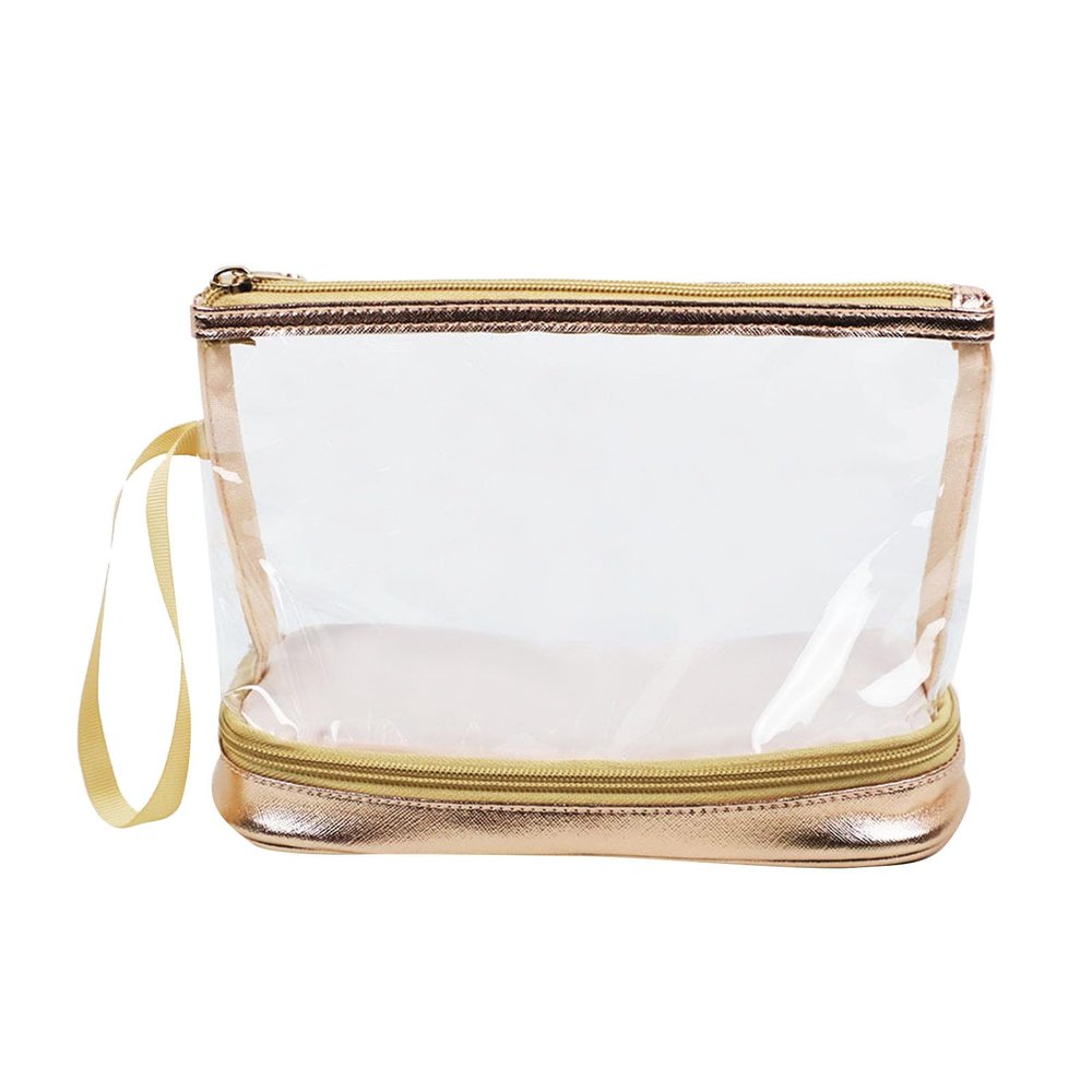 ZJchao Clear Makeup Bag Cosmetic Pouch Toiletry Bag Transparent PVC Travel with Sturdy Zip for Cosmetics Toiletries Toys (Metallic Color)