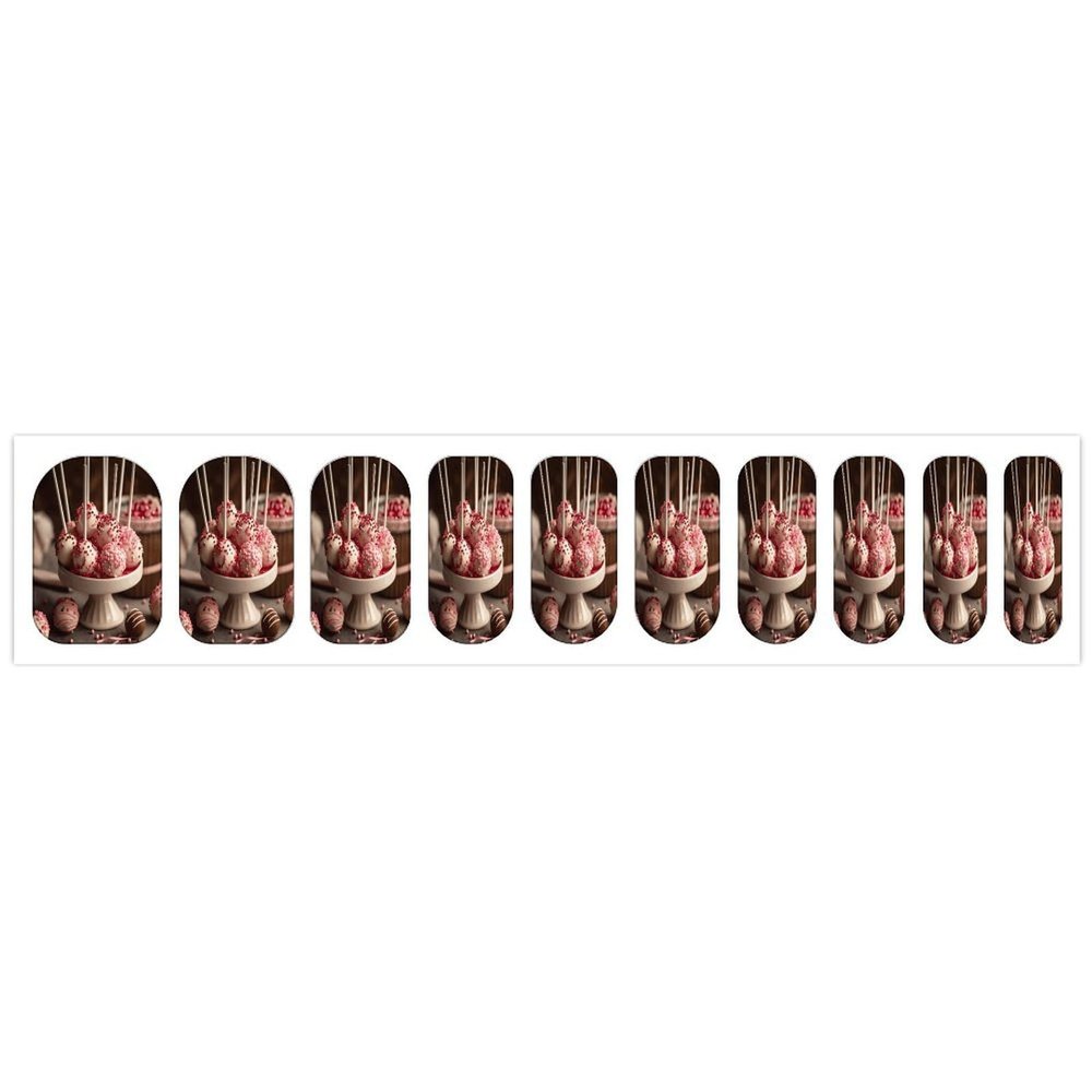 Stack of Cake Pops Nail Art Stickers, 10 Sheets Waterproof Full Cover Nail Decals, Self-Adhesive Nail Wraps for Women Personalized Cute Designs Nail Accessories for Party & Daily Wear