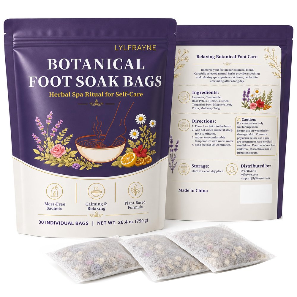LYLFRAYNE Herbal Foot Soak Bags, 30 Mess-Free Botanical Sachets