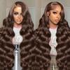 VRBest Chocolate Brown Lace Front Wig Human Hair Body Wave 13x6 HD Lace Front Pre Plucked 4# Colored Brown Wig for Black Women 24 inch view 1