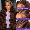 VRBest Chocolate Brown Lace Front Wig Human Hair Body Wave 13x6 HD Lace Front Pre Plucked 4# Colored Brown Wig for Black Women 24 inch view 2