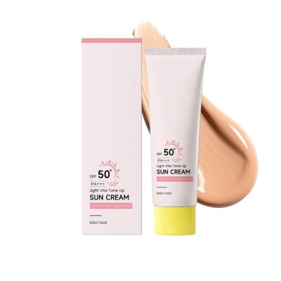 Tone Up Cream SPF 50+ PA+++, Tone Up Sunscreen for Face & Body, Korean Tinted Sunscreen for Women, Soft Dewy Finish Daily Moisturizer for Travel Beach, Smooth Skin & Non Greasy, 1.76 Oz (1pc)