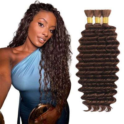 Dark Brown Boho Hair for Braiding #4 Brown Braiding Hair 28 28 28 Inch Chocolate Brown Deep Wave Boho Human Hair for Braiding #4 Curly Hair Extensions for Braids 150g 3 Bundles
