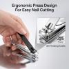 2-Pack Large Nail Clippers, Large Toenail Clippers for Thick Nails, Fingernail and Toenail Trimmer Stainless Steel Nail Clipper Cutter for Men Women, Black & Silver view 4