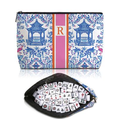 Personalized Initial Letter R Mahjong Tile Bag Makeup Bag (Case Only)