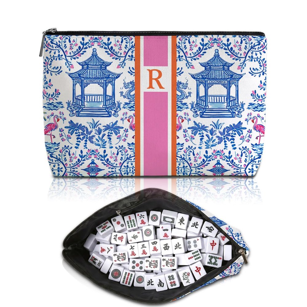 Personalized Initial Letter R Mahjong Tile Bag Makeup Bag (Case Only)