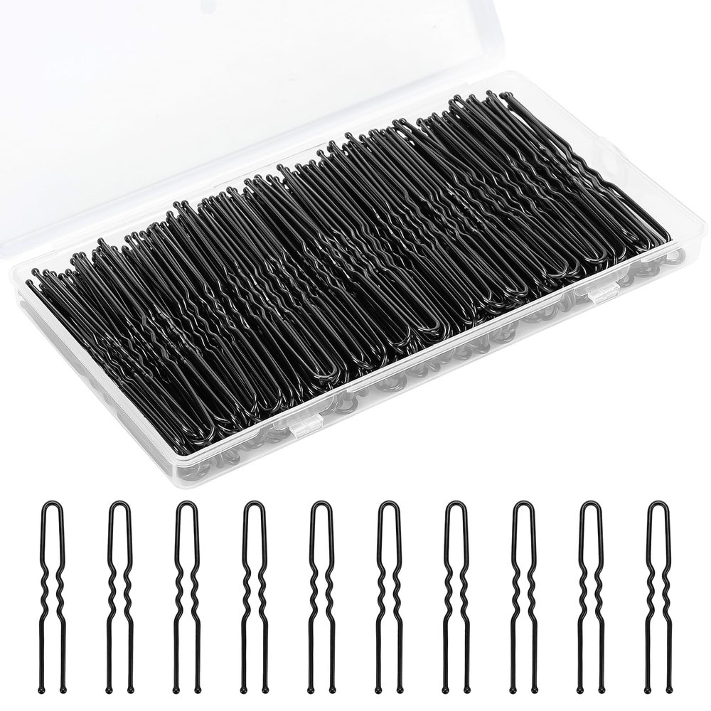 200PCS 2.8 Inch U Shaped Large Heavy Duty Hair Pins for Women Girls, Large Hair Pins for Thick/Long Hair, Long Hair Pin Bobby Pin for Secure Bun Salon Wedding Daily Hairstyles - Black