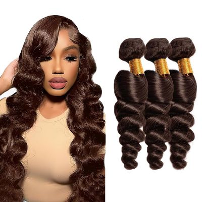 Chocolate Brown Loose Wave Bundles #4 Human Hair Bundles 26 28 30 Inch Unporcessed Dark Brown Deep Loose Bundle Human Hair Extensions 50g/Bundle Total 150g