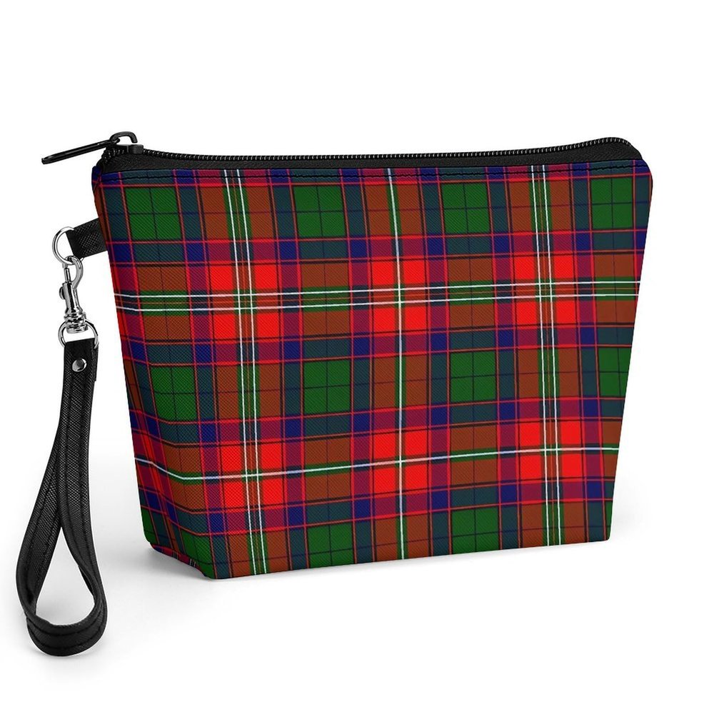 CENGDADA Roxburgh District Tartan Small Makeup Bag PU Leather Cosmetic Bags Toiletry Organizer with Handle
