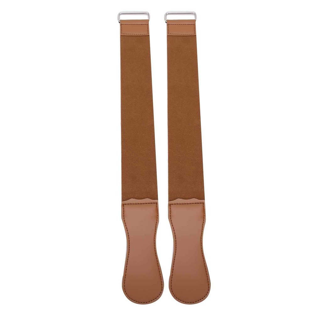 Adfaga Premium Double Sided Straight Strop Professional Leather Sharpening Strap for Barber Maintenance and Honing PU Leather 48.1 x 5.1cm 2PCS Set