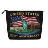 GIUWKDQIXS United States 250th Anniversary Statue Of Liberty Usa Flag 1776 2026 Makeup Bag, Single Layer Faux Linen Travel Organizer, Portable Storage Pouch for Women view 1
