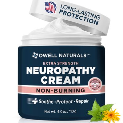 Owell Naturals Neuropathy Cream Extra Strength Fast-Acting Comfort for Feet, Hands & Legs Non-Burning Soothing Formula with Arnica Cooling Skin Relief Cream, 4 oz