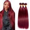 #99J Burgundy Bundles Human Hair Straight Bundles 30 32 34 Inch Burgundy Bundle Human Hair Extensions Unprocessed Virgin Remy Hair 3 Bundle 50 Gram Per Bundle For Black Women view 1