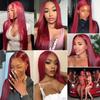 #99J Burgundy Bundles Human Hair Straight Bundles 30 32 34 Inch Burgundy Bundle Human Hair Extensions Unprocessed Virgin Remy Hair 3 Bundle 50 Gram Per Bundle For Black Women view 2