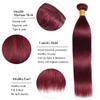 #99J Burgundy Bundles Human Hair Straight Bundles 30 32 34 Inch Burgundy Bundle Human Hair Extensions Unprocessed Virgin Remy Hair 3 Bundle 50 Gram Per Bundle For Black Women view 3
