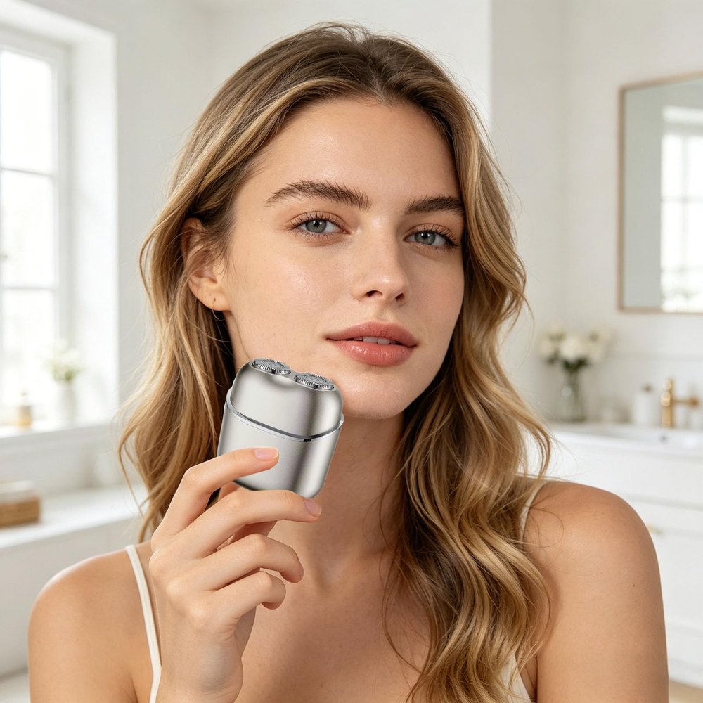Facial Hair Removal for Women Face, Portable Painless Electric Shaver, Rechargeable Hair Remover Device Peach Fuzz and Sensitive Skin for Smooth Skin Home Travel Makeup Prep (Silver)