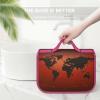 KHAUERBC Red And Brown World Map Toiletry Bag for Men Women,Portable Hanging Hook Makeup Bag Organizer,Cosmetic Bag for Accessories, Shampoo, Full-size Container,Toiletries view 3