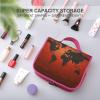 KHAUERBC Red And Brown World Map Toiletry Bag for Men Women,Portable Hanging Hook Makeup Bag Organizer,Cosmetic Bag for Accessories, Shampoo, Full-size Container,Toiletries view 4