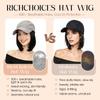 Rich Choices Hat Wigs for Women,Summer Baseball Cap Wigs,Hats with Hair Attached for Women/Men 8Inch Straight Natural Black Hair Black Hat view 2
